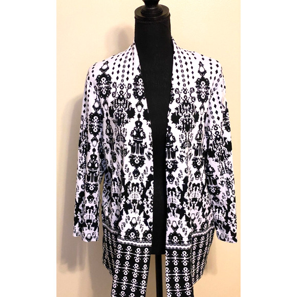 Women's Jacket Rafaella Cardigan Sweater Jacket XL Black and White - Picture 1 of 16